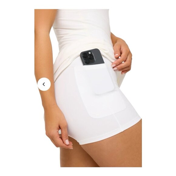 Spiritual Gangster Kaci Asymmetric Active Dress Small White Biker Shorts NWT - Picture 3 of 13